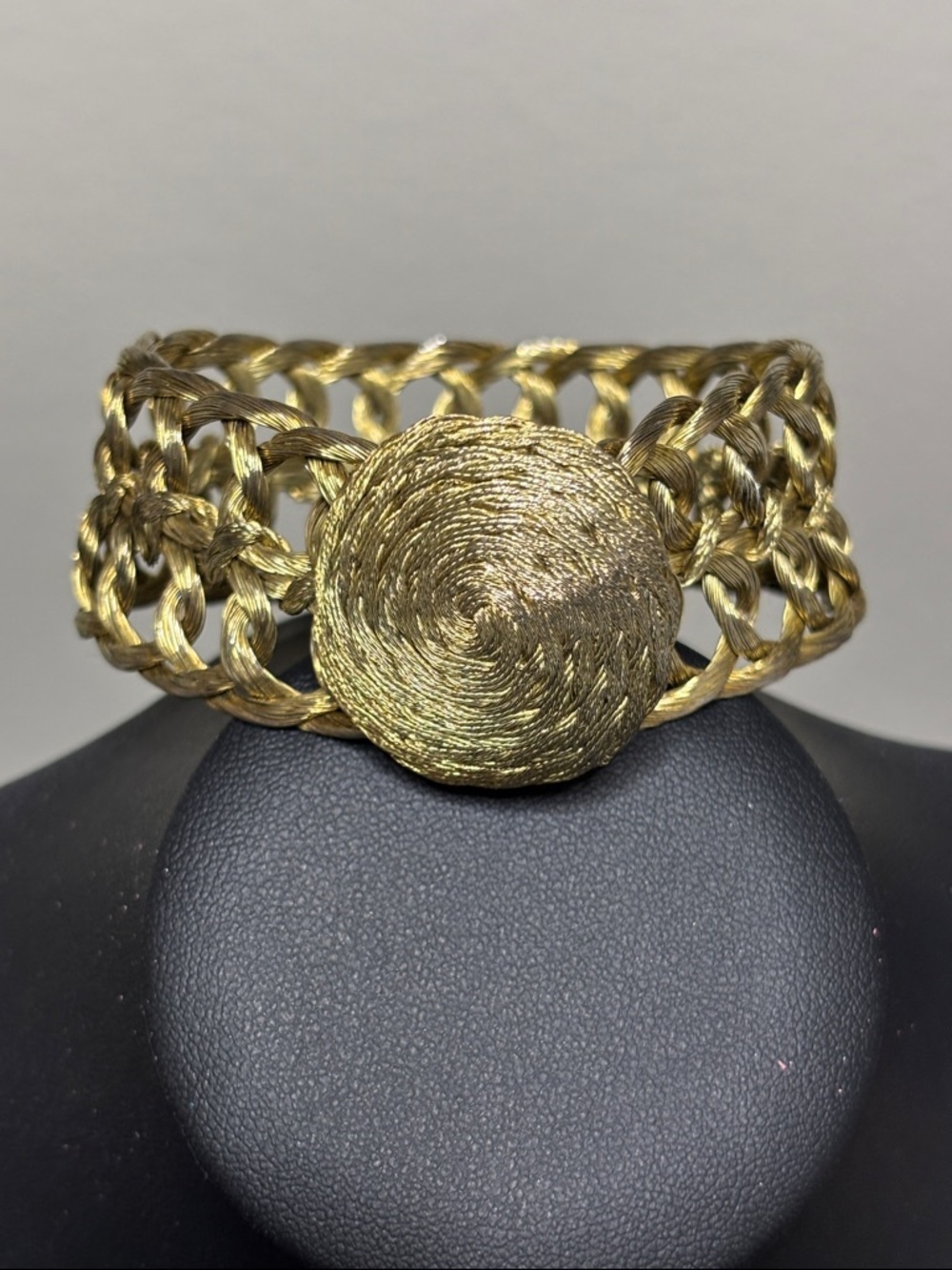 1980s Wire Wrap Gold Tone Bracelet Metal Vintage Brutalist Regency